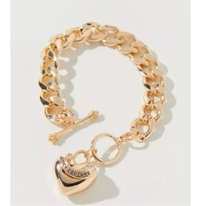 Juicy Couture Retro Y2K Chunky Heart Toggle Bracelet Gold NWT Urban Outfitters